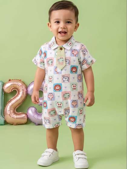Pompidou Boys Cotton
                    Rompers