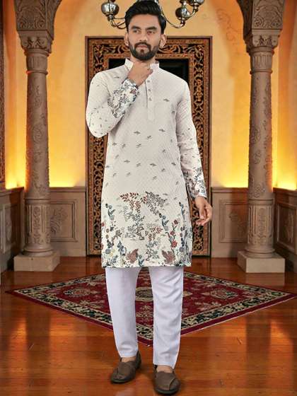 WELL TEX Men Floral
                        Printed Floral Kurta