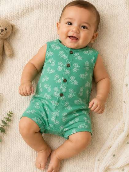 Nino Bambino Infant Boys
                    Printed Organic Cotton Rompers