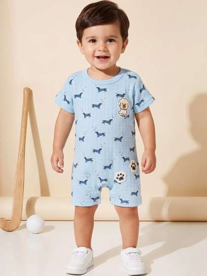 Pompidou Infant Boys
                    Printed Cotton Rompers