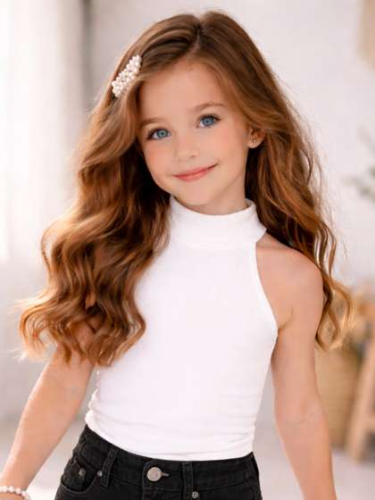 Ninas Girls White
                        Cotton Blend Tops