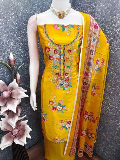 Rangtulika Ethnics
                          Embroidered Unstitched Dress Material