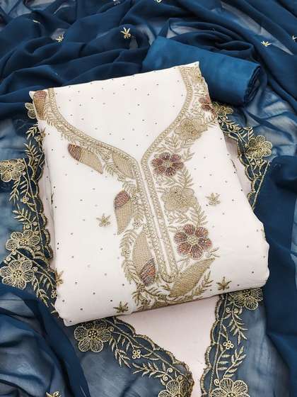 Rangtulika Ethnics
                        Floral Embroidered Thread Work Unstitched Dress
                        Material