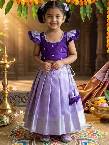 UFB Girls Embellished
                    Ready to Wear Lehenga &