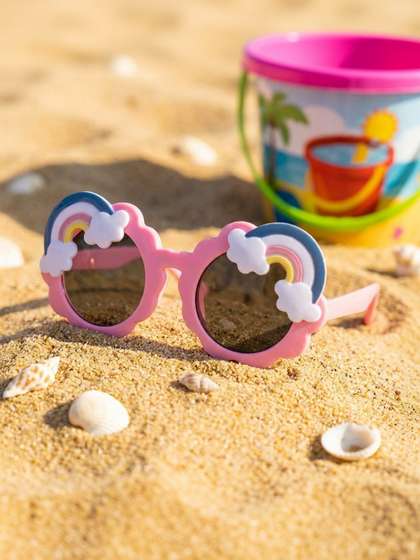 RUGGINE Unisex Kids
                      Pink Lens & Pink Round Sunglasses with