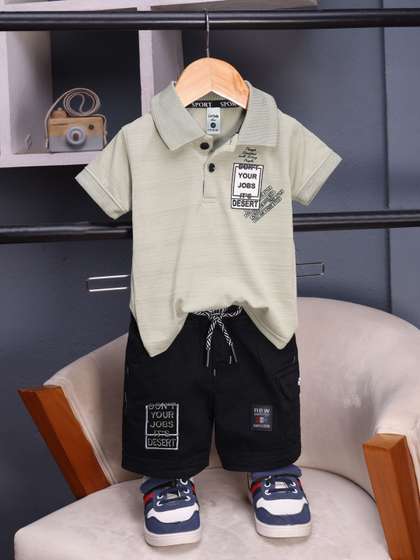 Unfab Boys Cotton Half
                    Sleeves Shirt Collar Boys Tshirt & Shorts