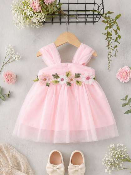 Sparklepop Girls Floral
                    Embellished Shoulder Straps Fit & Flare Midi
                    Dress