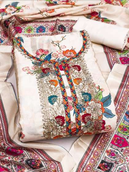 Rangtulika Ethnics
                        Printed Silk Chiffon Unstitched Dress Material