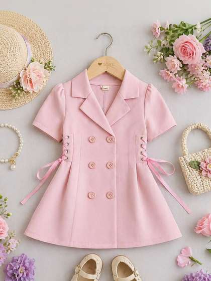 Sparklepop Girls
                      Notched Lapel Collar A-Line Mini Dress