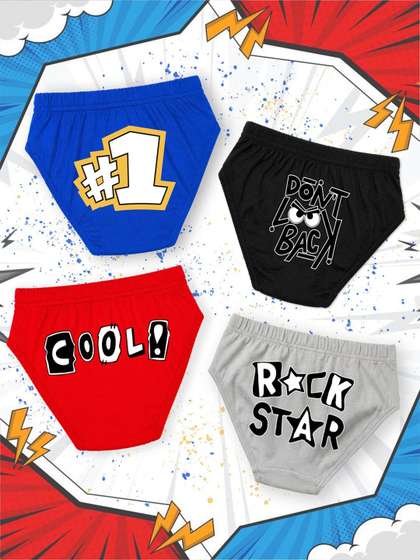 NUSYL Boys Pack of 4
                      Printed Cotton Basic Briefs