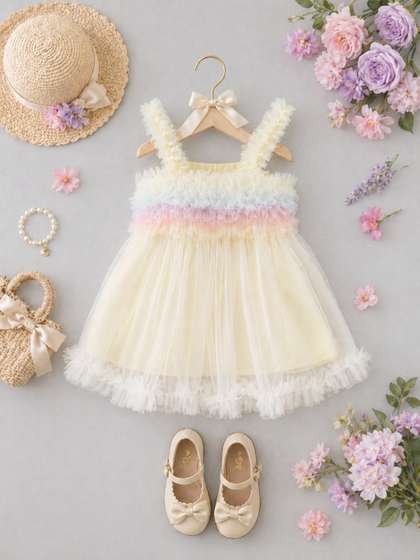 Sparklepop Girls
                    Colourblocked Ruffled Fit & Flare Midi Dress
