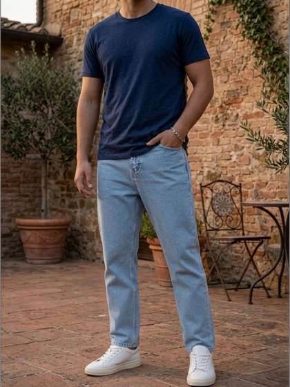 FEBRi Men Mid-Rise
                        Light Fade Applique Jeans