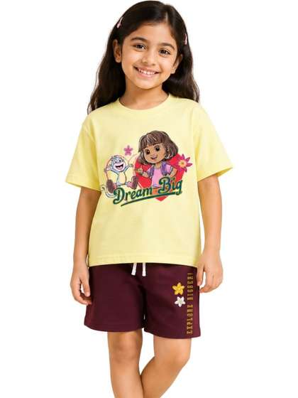Button Bear Girls
                    Printed Cotton T-shirt with Shorts