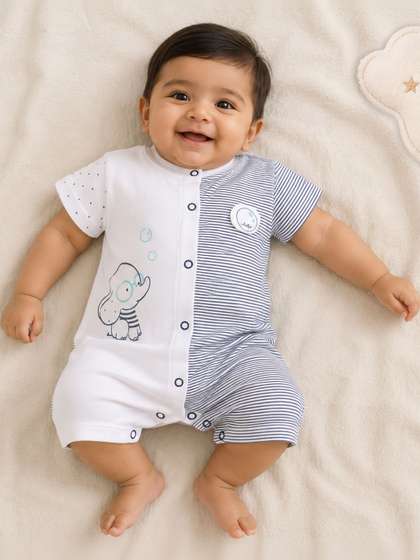 BABY GO Infant Boys
                    Self-Design Cotton Rompers