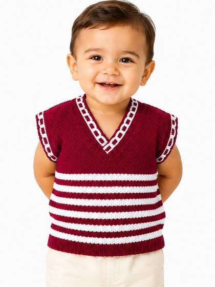 The Creators Unisex Kids
                    Striped Woollen Sweater Vest