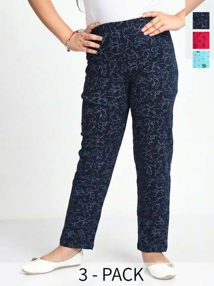 MTI FASHIONS Girls Pack
                    of 3 Regular Fit Graphic Print Track Pants