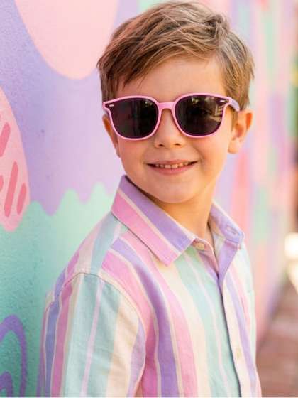 Biglilpeople Unisex Kids
                    Black Lens & Pink Square Sunglasses with