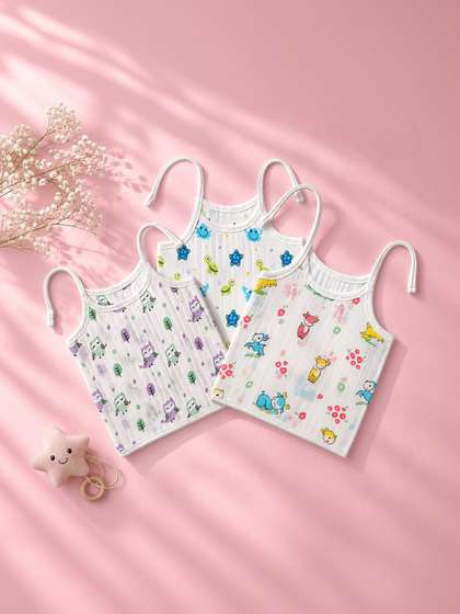 Born Babies Pack of 3
                    Printed Muslin Knot Jabla Innerwear Vests