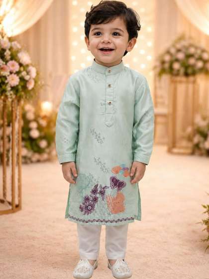 FASHION GRAB Boys Ethnic
                    Motifs Embroidered Regular Thread Work Kurta with
                    Pyjamas