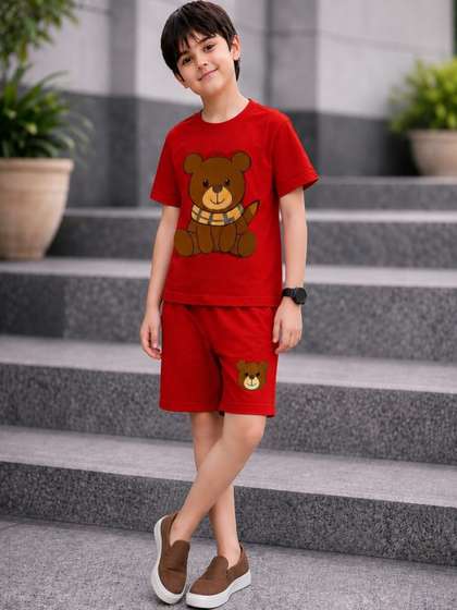 BLARY FASHION PLANET
                    Unisex Kids Printed T-shirt with Shorts