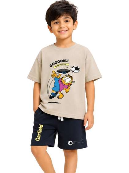 Button Bear Boys Printed
                    T-shirt with Shorts
