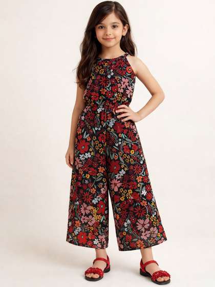 Lazy Shark Girls Halter
                    Neck Printed Basic Jumpsuit