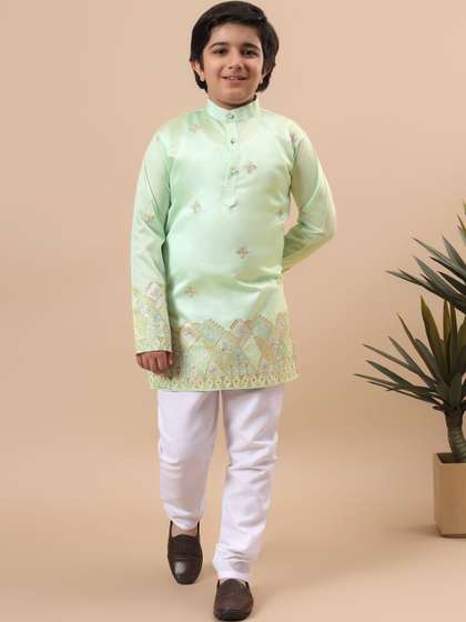 Sangria Boys Ethnic
                    Motifs Embroidered Regular Thread Work Kurta with
                    Pyjamas