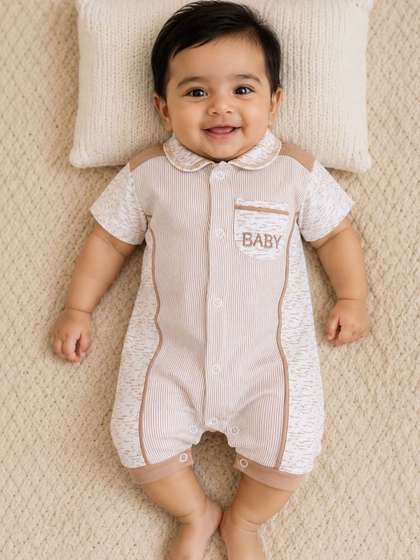 BABY GO Infant Boys
                      Self-Design Cotton Rompers