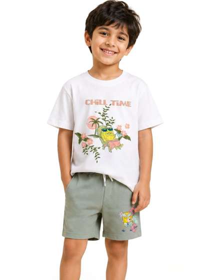 Button Bear Boys Printed
                    T-shirt with Shorts