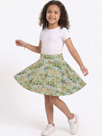 BAESD Girls Graphic
                    Graphic Print Others Above Knee Flared Skirt