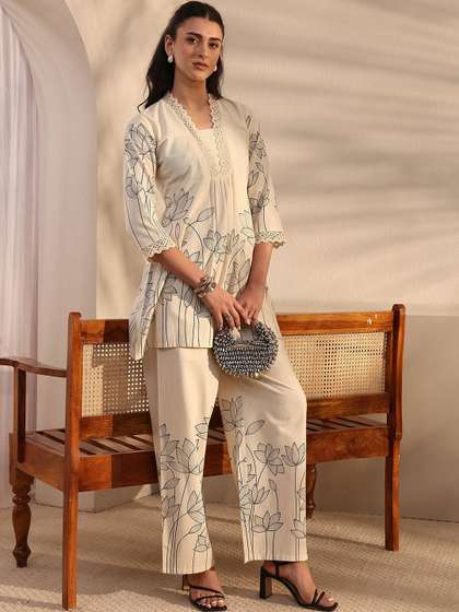 Libas Lace Detail Printed Co-Ords