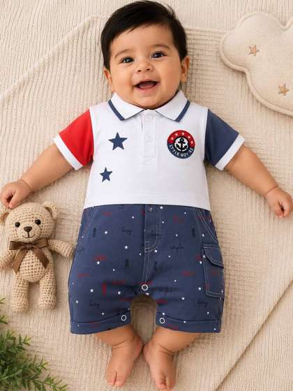 BABY GO Infant Boys
                    Printed Cotton Rompers