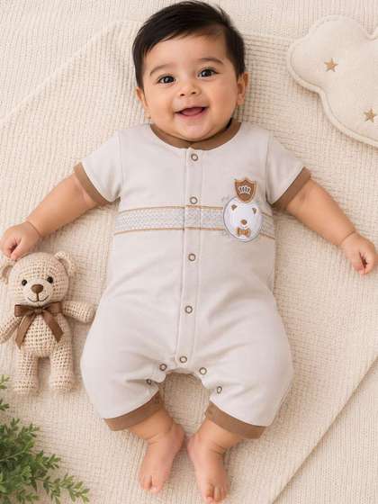 BABY GO Infant Boys
                    Self-Design Cotton Rompers