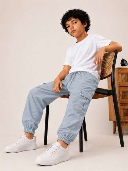 Purple United Kids
                      Boys Grey Cotton Jogger Cargo Pocket Detailing
                      Casual Wear Trousers