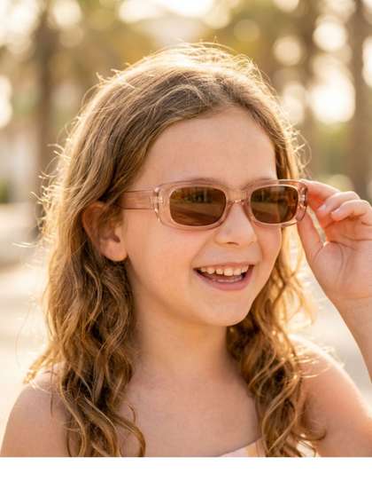 Biglilpeople Unisex Kids
                    Brown Lens & Rose Gold-Toned Rectangle
                    Sunglasses