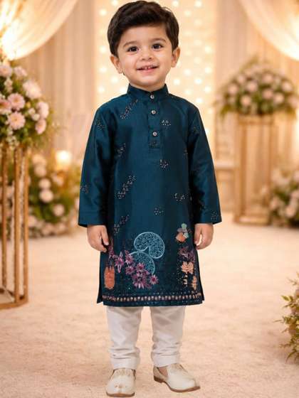 FASHION GRAB Boys Ethnic
                    Motifs Printed Regular Thread Work Kurta with
                    Pyjamas