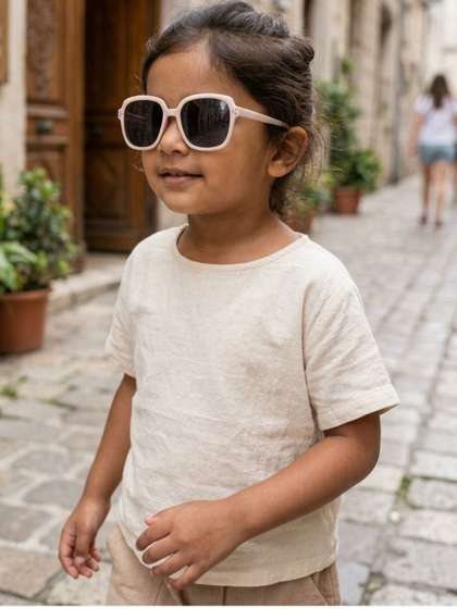 Biglilpeople Unisex Kids
                    Black Lens & Gold-Toned Square Sunglasses