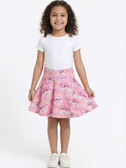 BAESD Girls Graphic
                    Print Others Above Knee Flared Skirt