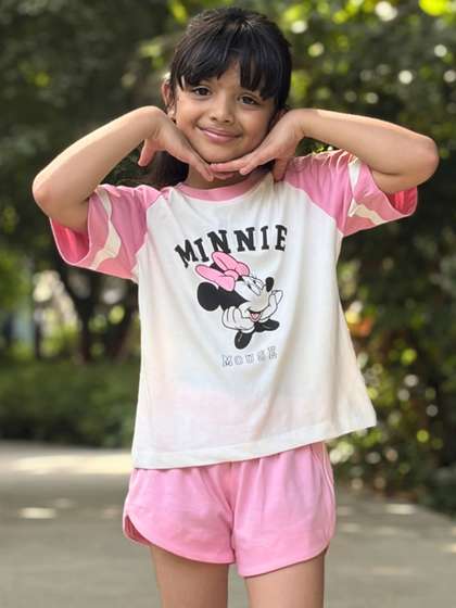 Nap Chief Girls Disney
                      Minnie Mouse Printed T-shirt With Shorts