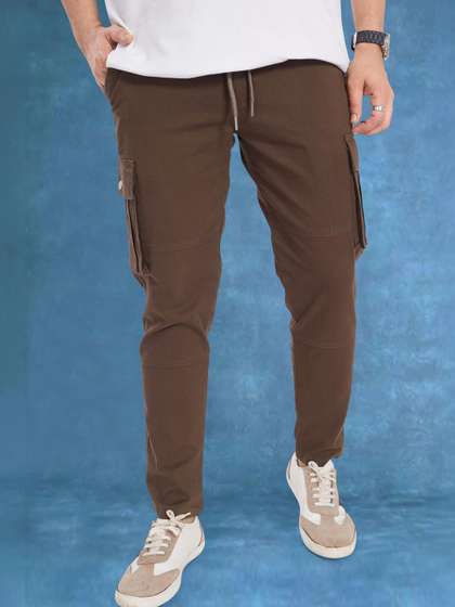 R.Code by The
                          Roadster Life Co. Men Relaxed Straight Leg
                          Easy Wash Cargos Trousers