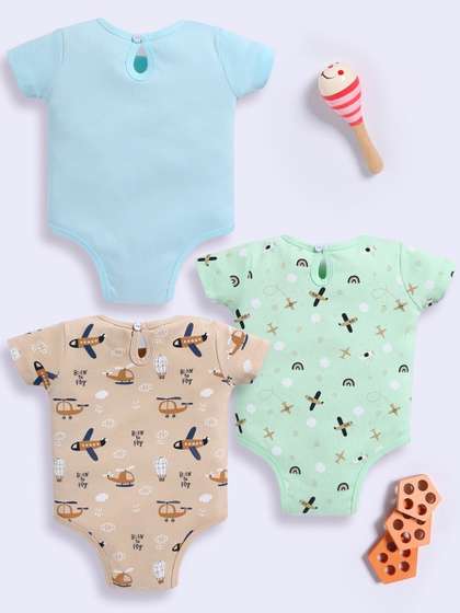 SUPER SQUAD Infant Set
                    Of 3 Printed Cotton Bodysuit