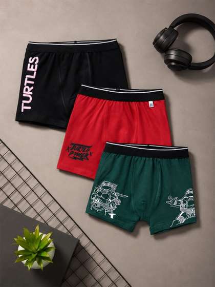Button Bear Boys Cotton
                    Pack of 3 Ninja Turtles Cartoon Printed Trunks