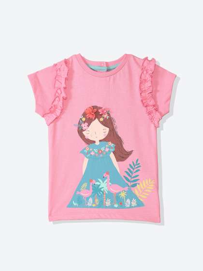 mothercare Girls
                      Graphic Printed Pure Cotton T-shirt