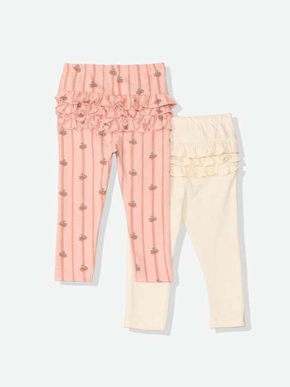 mothercare Girls Pack of
                    2 Cotton Blend Solid Three-Fourth Leggings