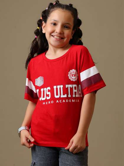 Kids Ville My Hero
                      Academia Printed Relaxed Fit Reglan Sleeve Tshirt