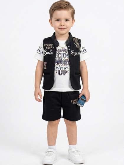 Mr.hero Boys Printed
                      Round Neck T-shirt & Shirt With Shorts