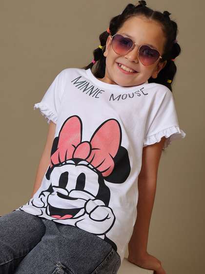 Kids Ville Girls Minnie
                    Mouse Printed T-shirt