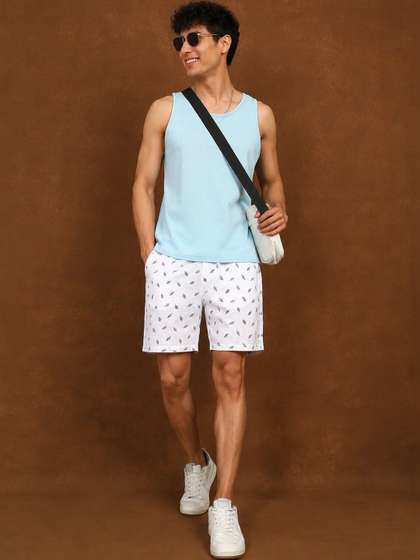 HERE&NOW Men
                        Printed Linen Shorts