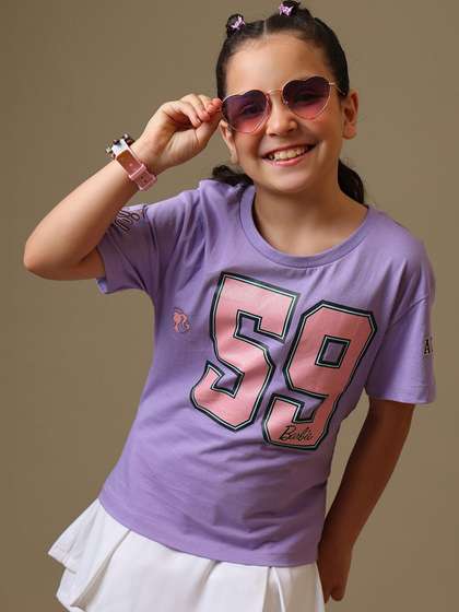 Kids Ville Girls Barbie
                    Printed Relaxed Fit T-shirt