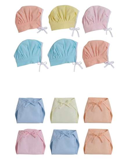 Little Angels Pack of 12
                    Baby Pure Cotton Cap & Nappy Set - Soft Newborn
                    Essentials